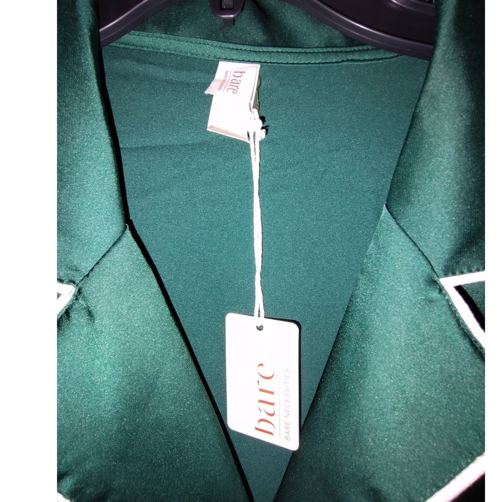 Bare Necessities Emerald Green Satin Nightshirt Long Sleeve Sleep Shirt Small - Picture 3 of 5